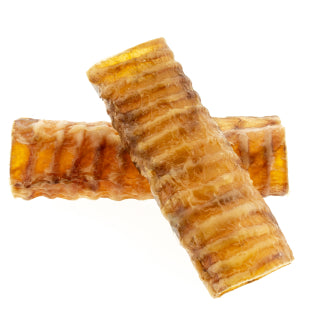 Two natural beef trachea dog chews 15cm
