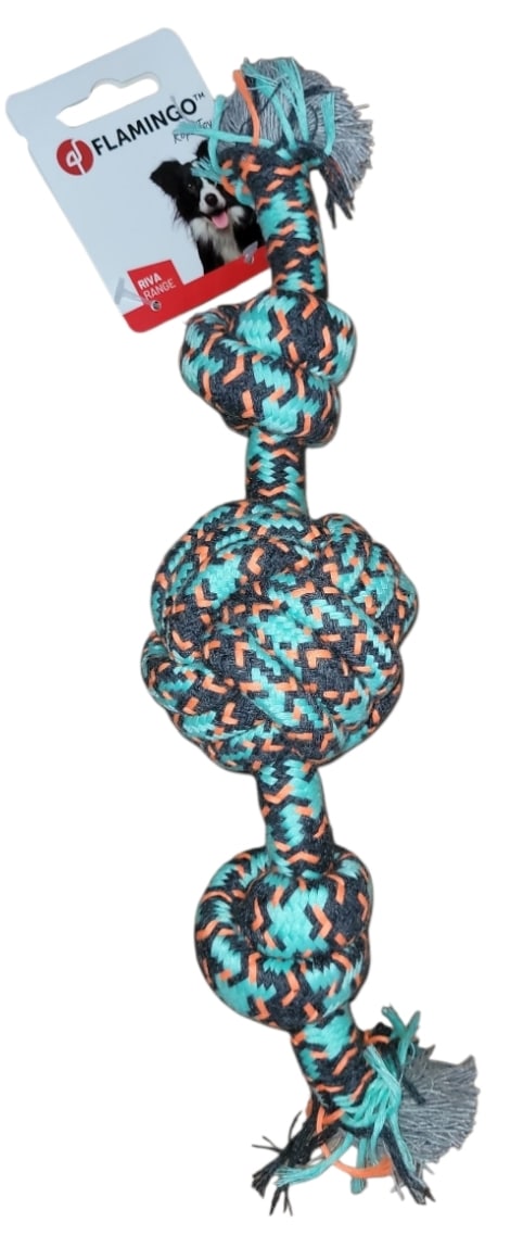 Cotton dog rope toy with ball, 36 cm