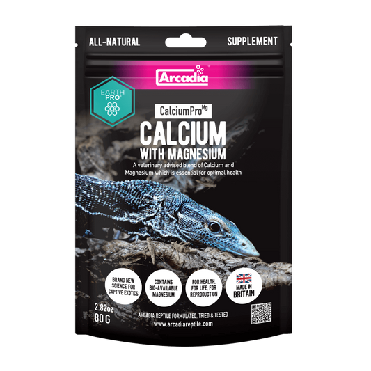 Arcadia EarthPro CalciumPro-Mg reptile supplement 80g pouch, isolated
