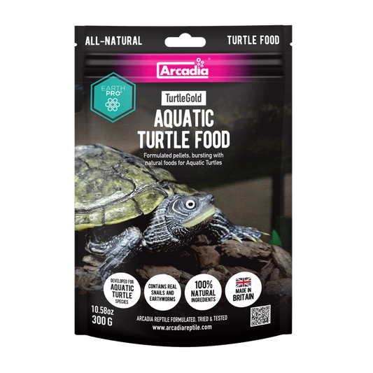 Arcadia EarthPro TurtleGold aquatic turtle food 300g pouch, isolated