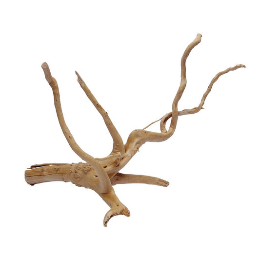 Side profile of a HabiStat Desert Driftwood Small branch showing its branching shape and texture