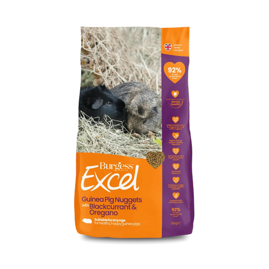 Burgess Excel Guinea Pig Nuggets Blackcurrant and Oregano 1.5kg front pack