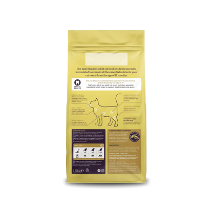 Burgess Adult Cat Chicken with Duck 1.5kg back pack
