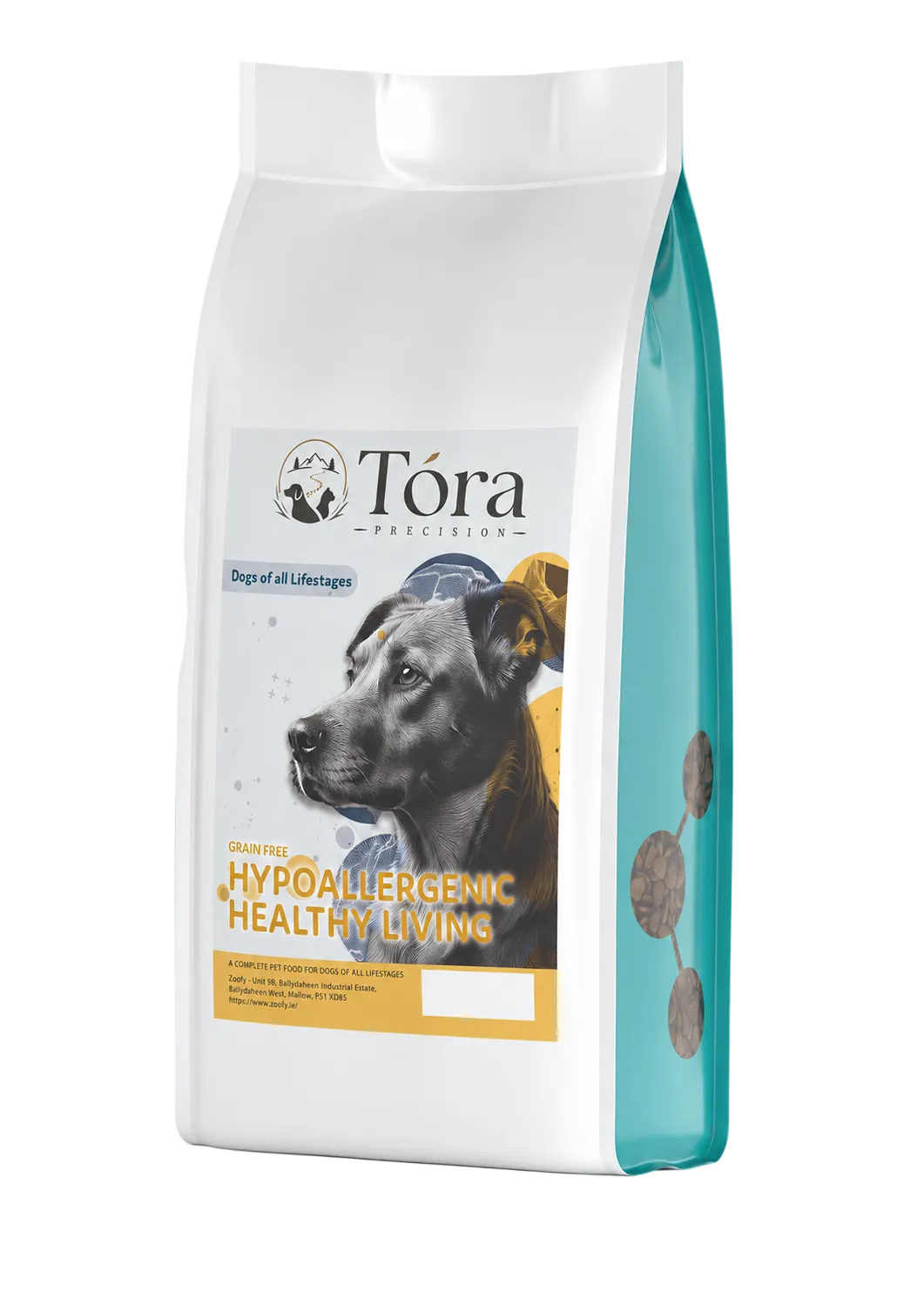 Töra dog food packaging on a white background