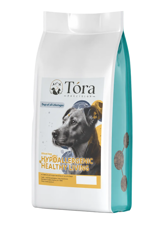 Töra dog food packaging on a white background