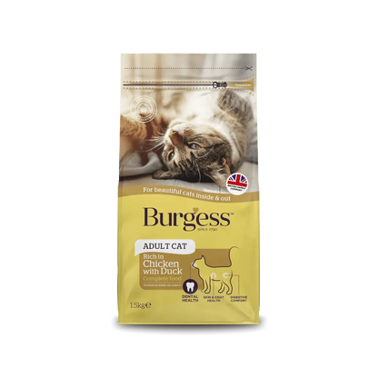 Burgess Adult Cat Chicken with Duck 1.5kg front pack