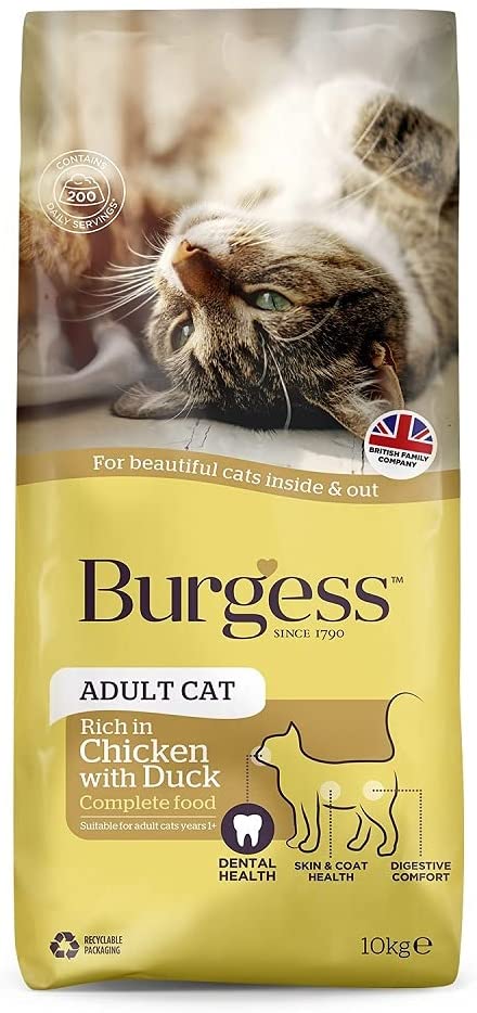 Burgess Adult Cat Food Rich in Chicken with Duck 10kg