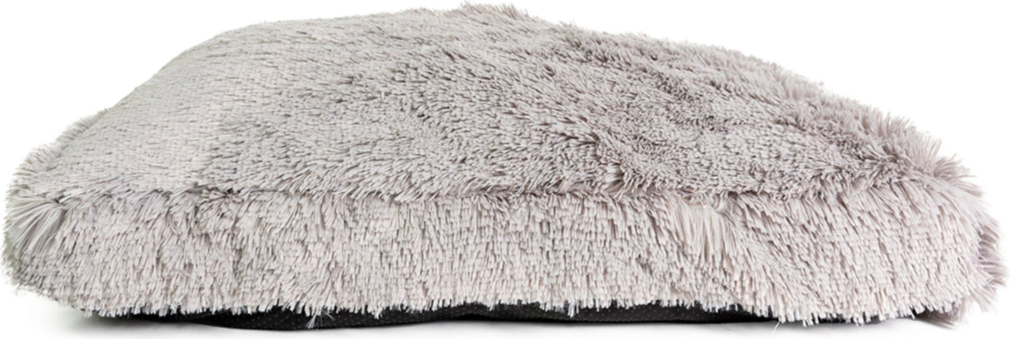 Side view of Duvoplus Snug rectangular pet bed in light grey
