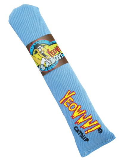 Blue Yeowww catnip cigar toy on a transparent background
