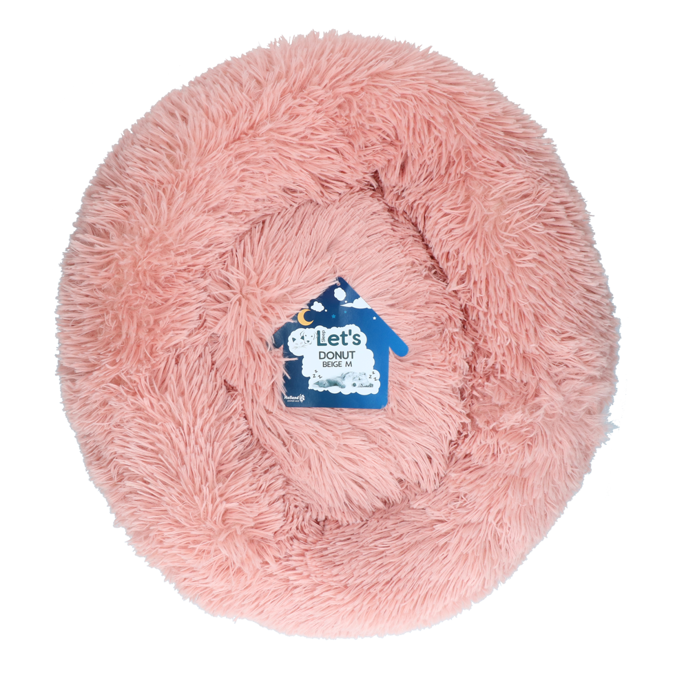 Let's Sleep beige-pink 50cm donut dog bed on a transparent background