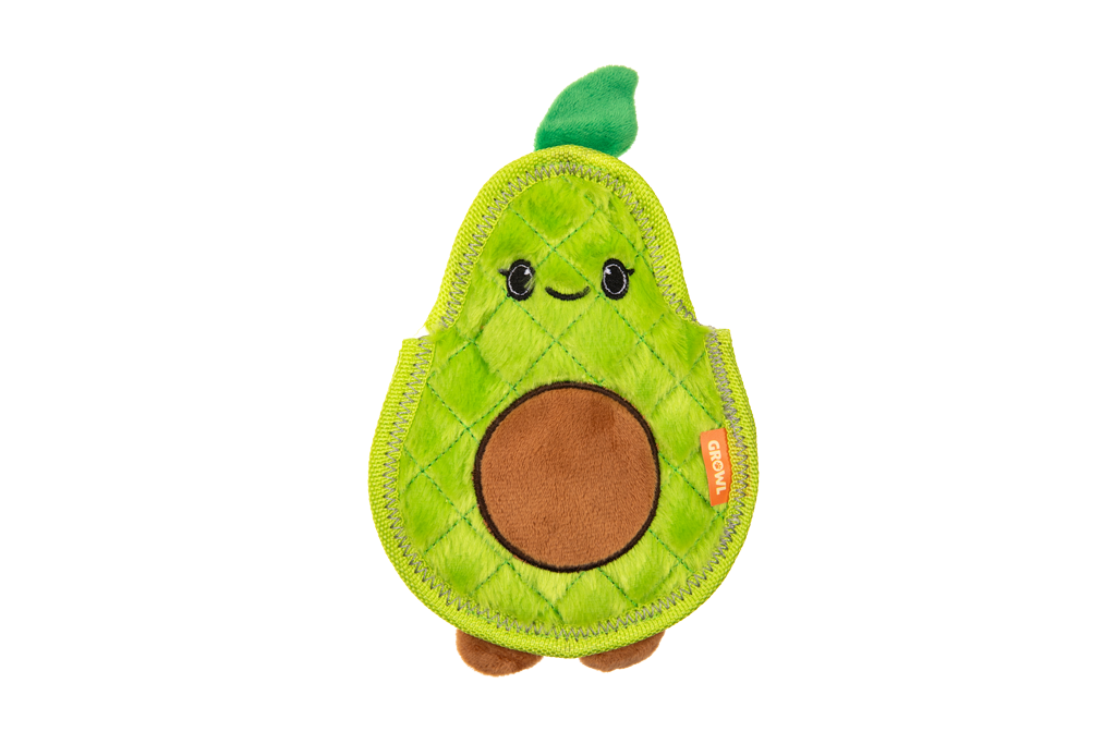 Growl Flip Floppz Ava the Avocado dog toy on a transparent background