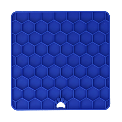Blue Eat Slow Live Longer honeycomb dog lick mat