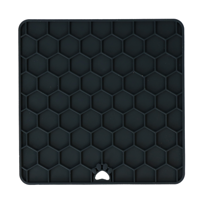 Grey Eat Slow Live Longer honeycomb dog lick mat
