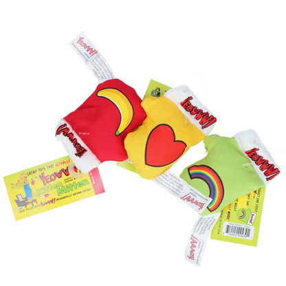 Assorted Yeowww Kitten Mitten catnip toys on a transparent background
