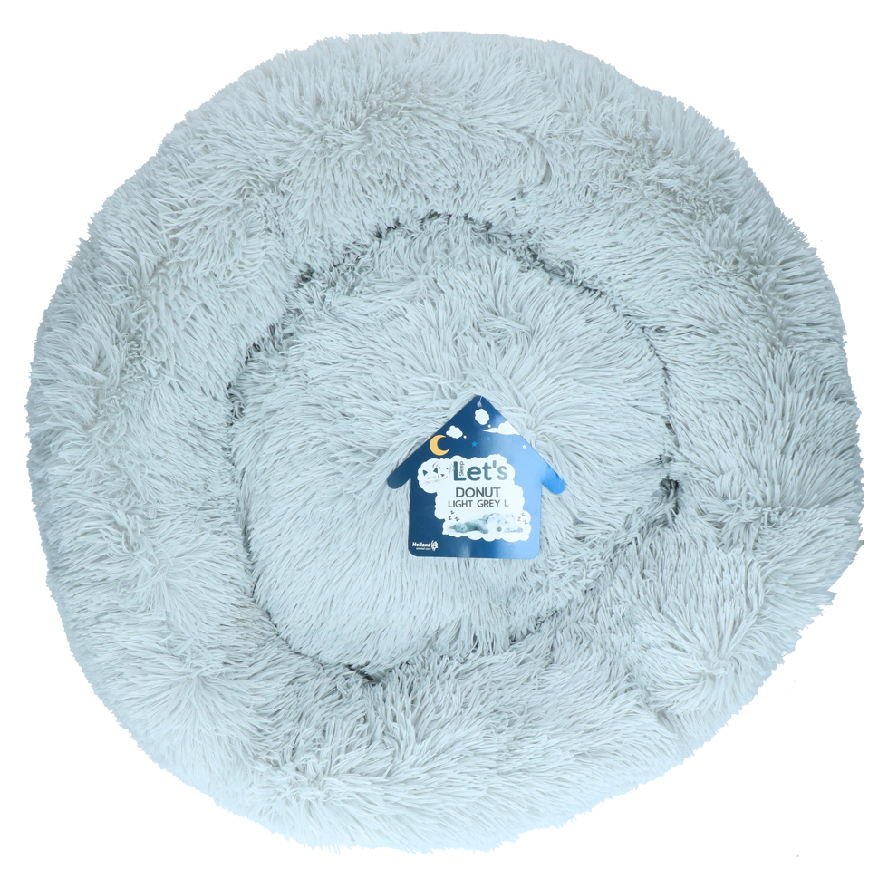 Let's Sleep light-grey 60cm donut dog bed on a transparent background