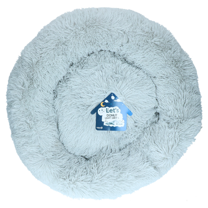 Let's Sleep light-grey 60cm donut dog bed on a transparent background