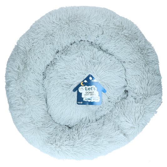 Let's Sleep light-grey 60cm donut dog bed on a transparent background