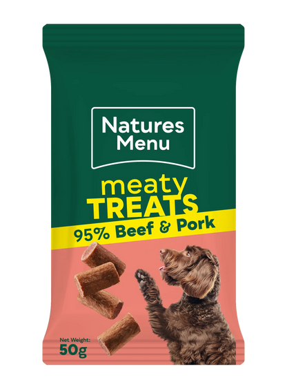 Natures Menu Beef & Pork Meaty Dog Treats 50g