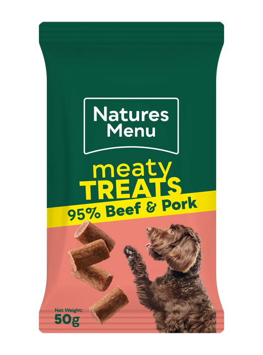 Natures Menu Beef & Pork Meaty Dog Treats 50g