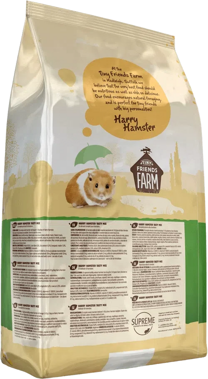 Tiny Friends Farm Harry Hamster Tasty Mix back of pack showing product information