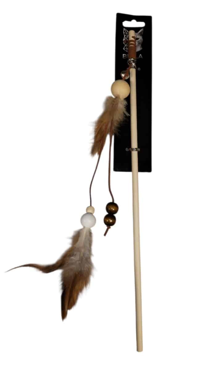 Cat feather dangler with beads and bell, 40 cm