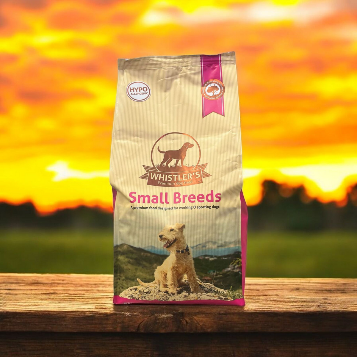 Whistler's Small Breeds Chicken dry dog food 2kg bag lifestyle image